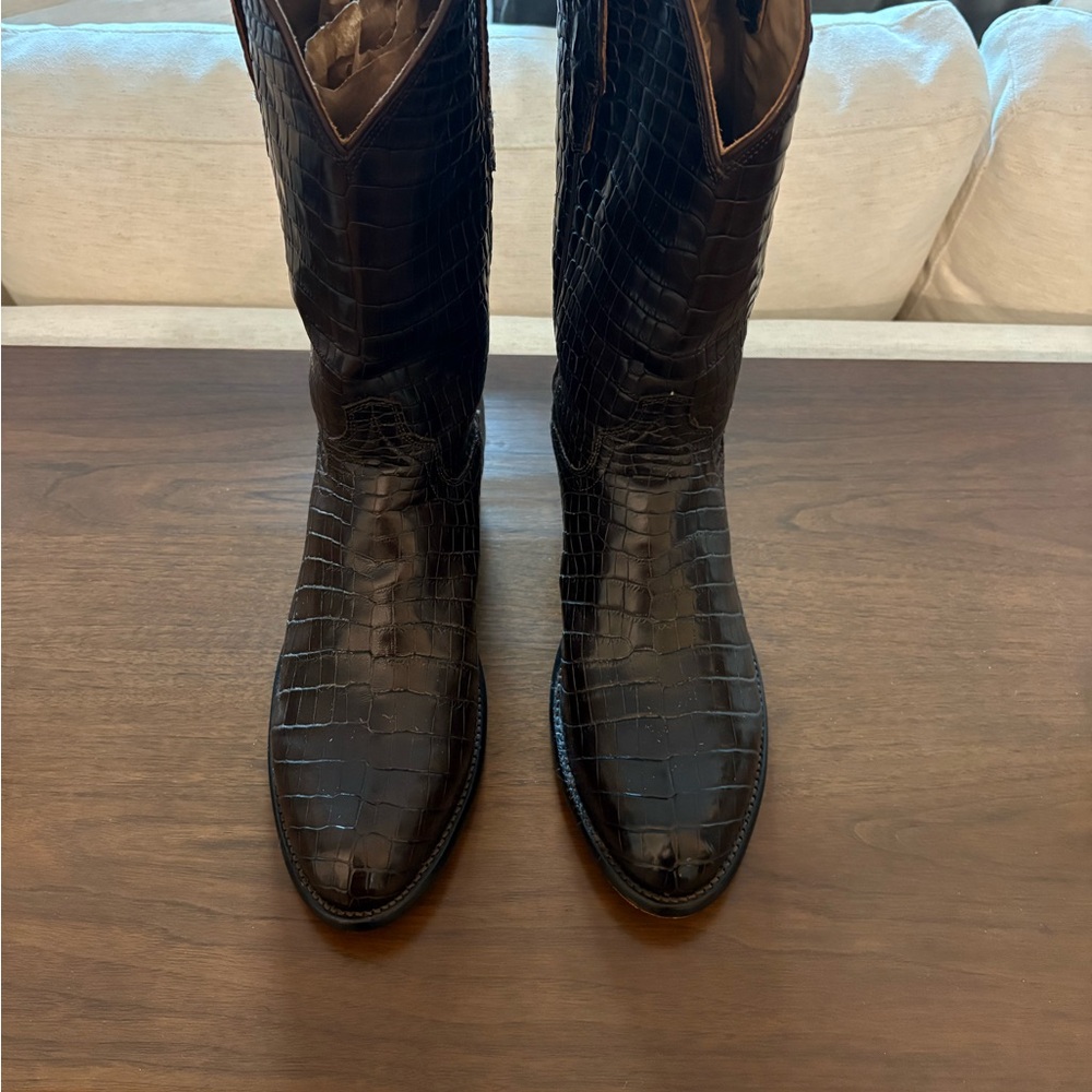 Tecovas “The Marshall” Dark Brown full Nile Crocodile Western Boots